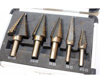 5pcs HSS Cobalt Multiple Hole 50 Sizes Step Drill Bit Set w/ Aluminum Case